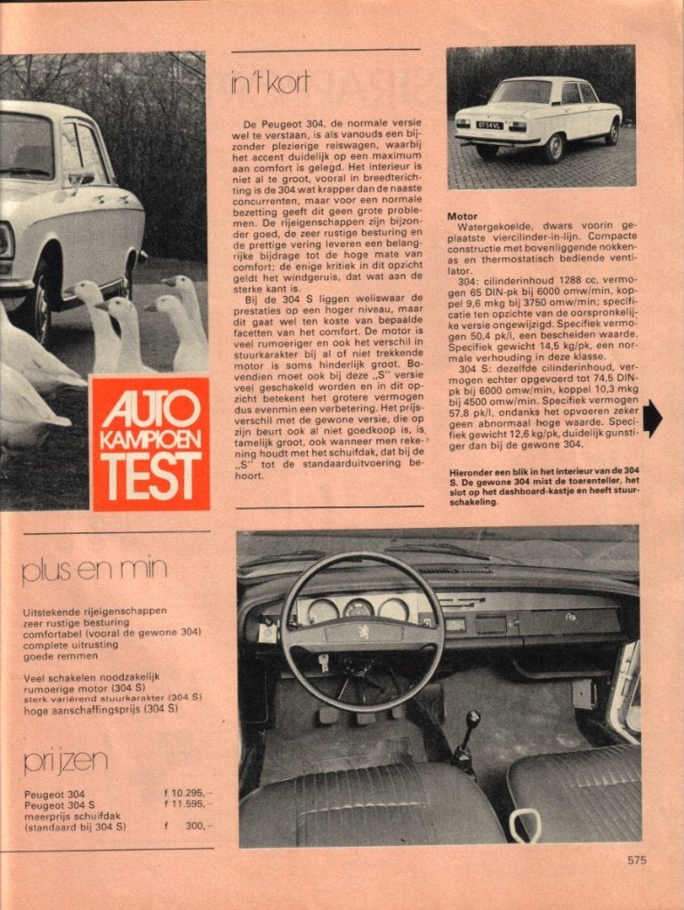 Autokampioen dubbeltest Peugeot 304 en 304 S 1973, Ophalen of Verzenden, Gelezen, Peugeot