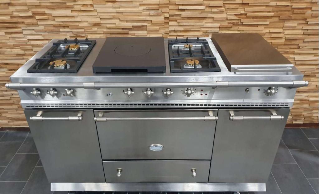 Luxe Lacanche Fornuis 150cm RVS 4 pit Coupe de Feu Plancha, Niet ingevuld, 60 cm of meer, Niet ingevuld, Ophalen of Verzenden