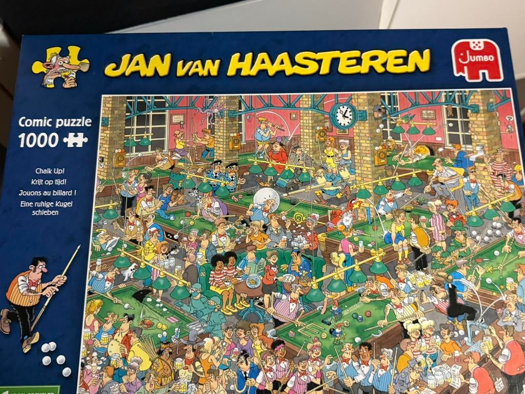 Jan van haasteren: krijt op tijd!, Hobby en Vrije tijd, Denksport en Puzzels, Ophalen of Verzenden, 500 t/m 1500 stukjes, Gebruikt