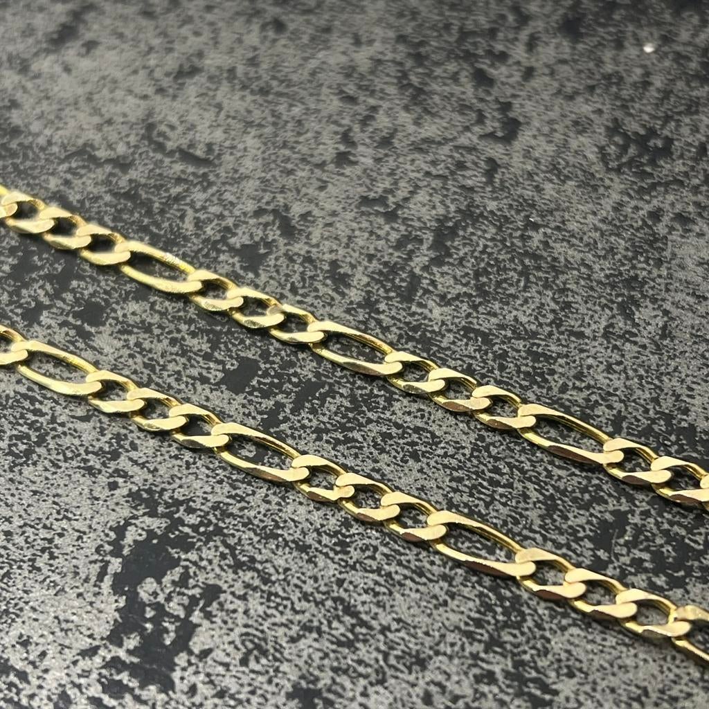 14k gouden ketting figaro schakel massief, Ophalen of Verzenden, Zo goed als nieuw, Goud