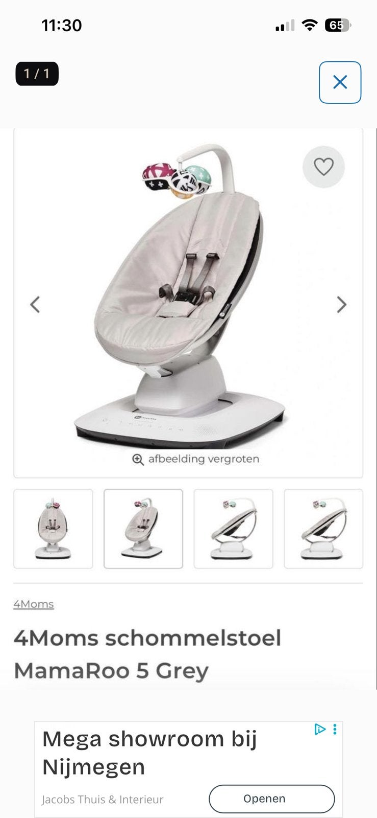 4Moms MamaRoo 5 Grey schommelstoel, Ophalen, Zo goed als nieuw