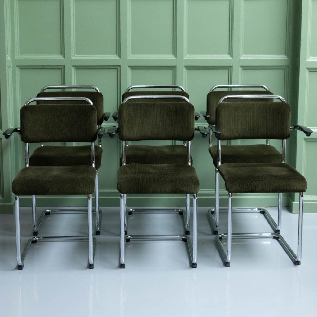 6 x Vintage 201 Gispen eetkamerstoelen, Huis en Inrichting, Stoelen, Ophalen of Verzenden, Zo goed als nieuw, Vijf, Zes of meer stoelen