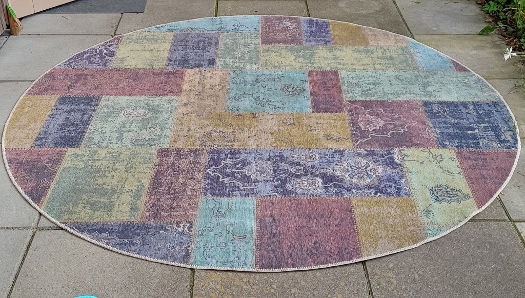 Rond vloerkleed 2 meter doorsnee, Ophalen, Gebruikt, Boho, Rond
