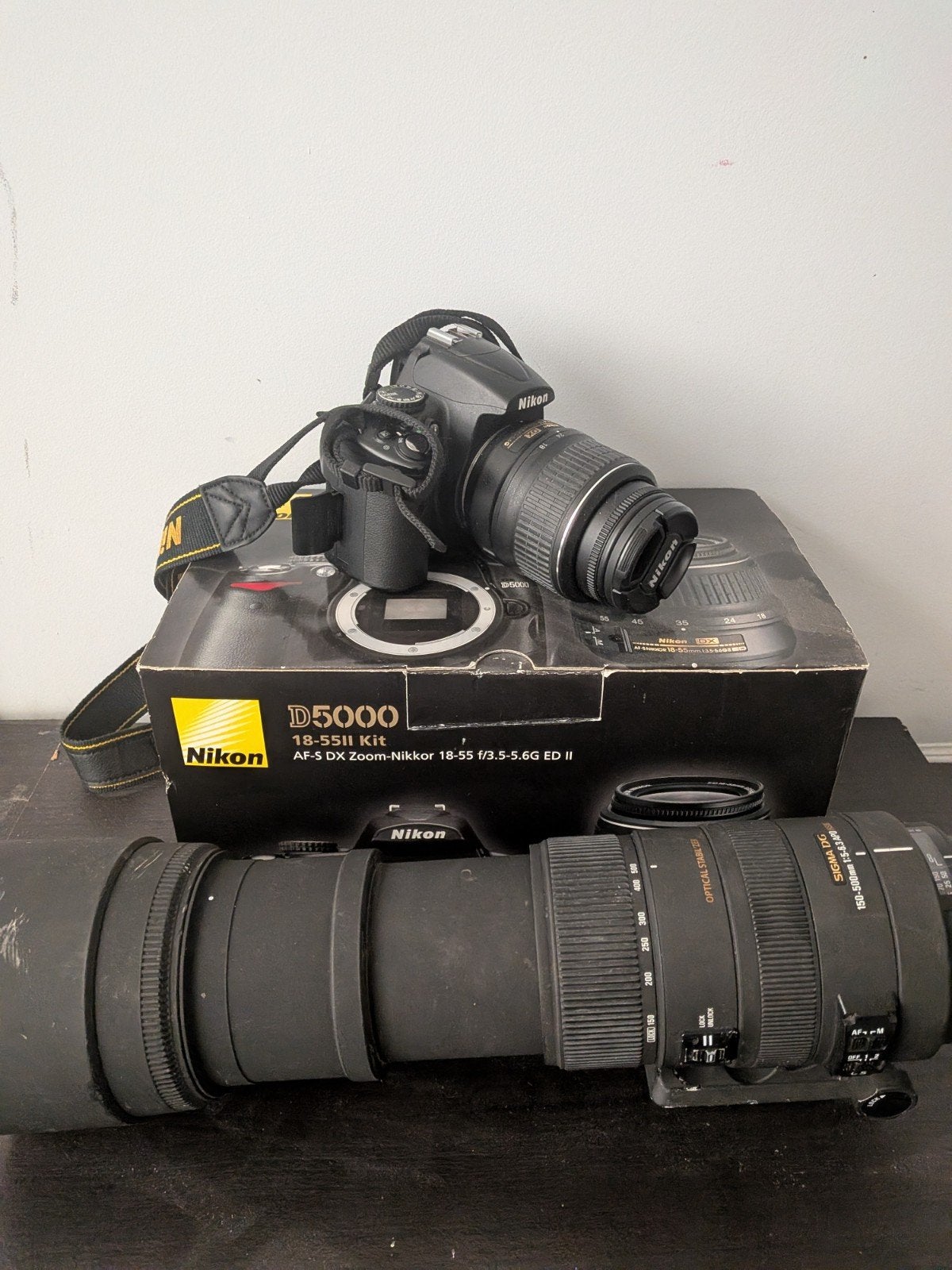 Nikon D5000 DSLR met Sigma 150-500mm lens en accessoires, Audio, Tv en Foto, Fotografie | Lenzen en Objectieven, Ophalen, Gebruikt