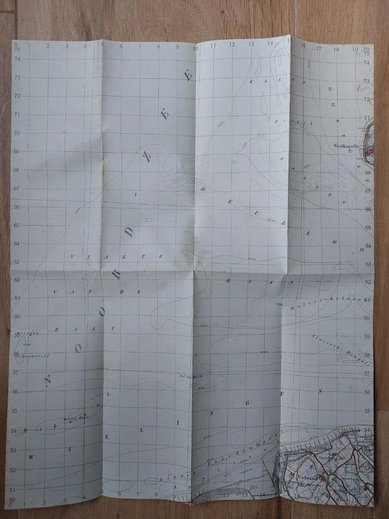 47 / stafkaart uit 1915 Cadzand  en omgeving West Kapelle, Ophalen of Verzenden, 1800 tot 2000, Landkaart, Zo goed als nieuw