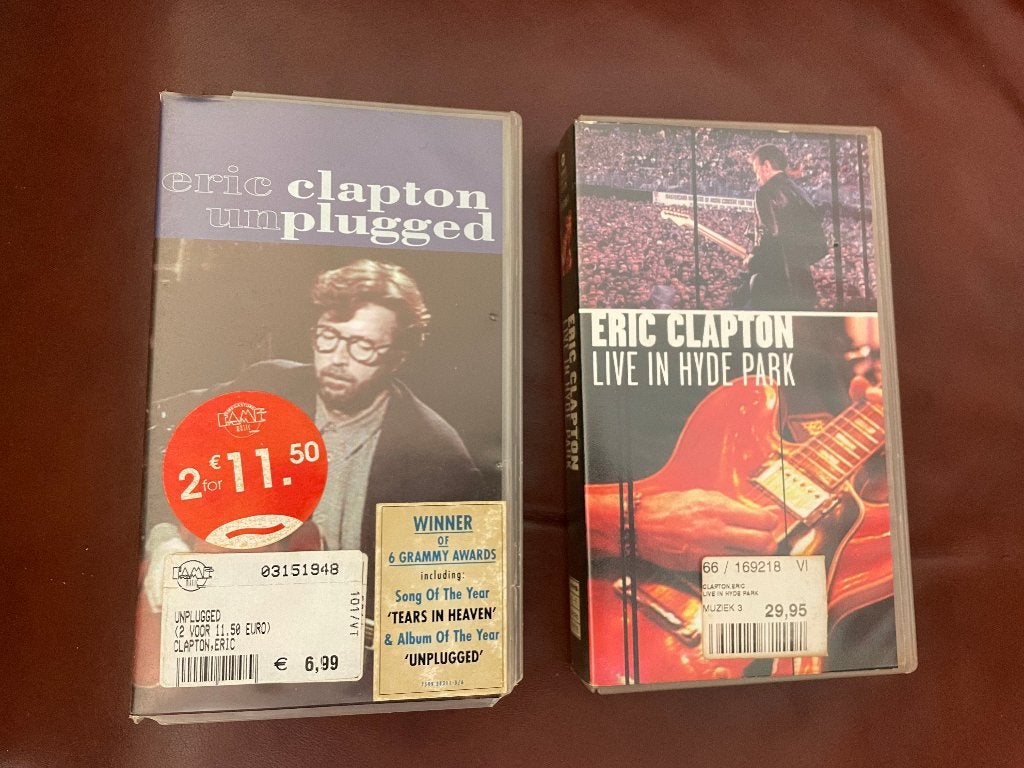 2x Eric Clapton concert VHS videobanden waarvan 1 gesealed., Gebruikt, Alle leeftijden, Muziek en Concerten, Ophalen of Verzenden