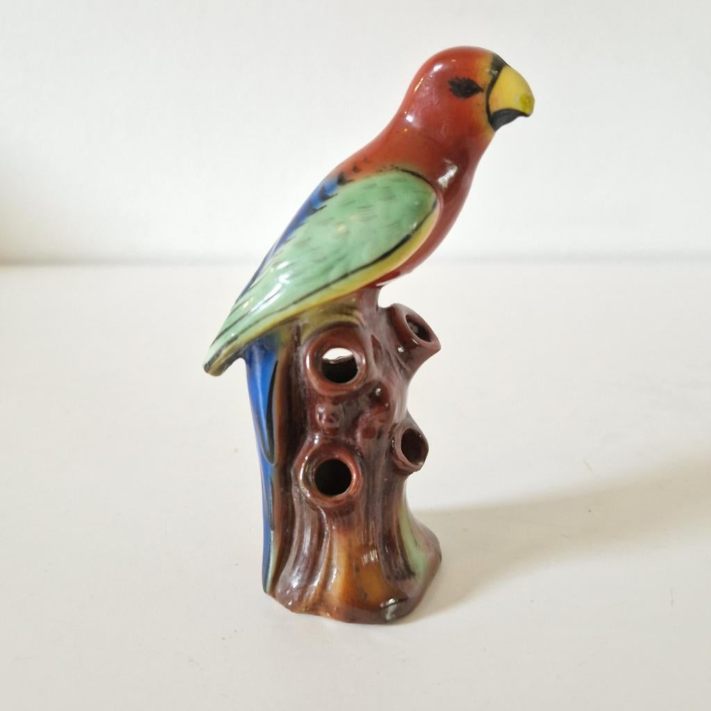 Art Nouveau vogel vaasje boomstam vaasje porselein antiek, Ophalen of Verzenden