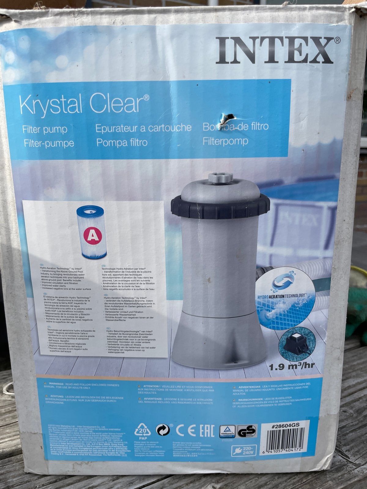 Intex Krystal Clear filterpomp 1.9 m3/uur, Ophalen of Verzenden, Gebruikt, Zwembadpomp