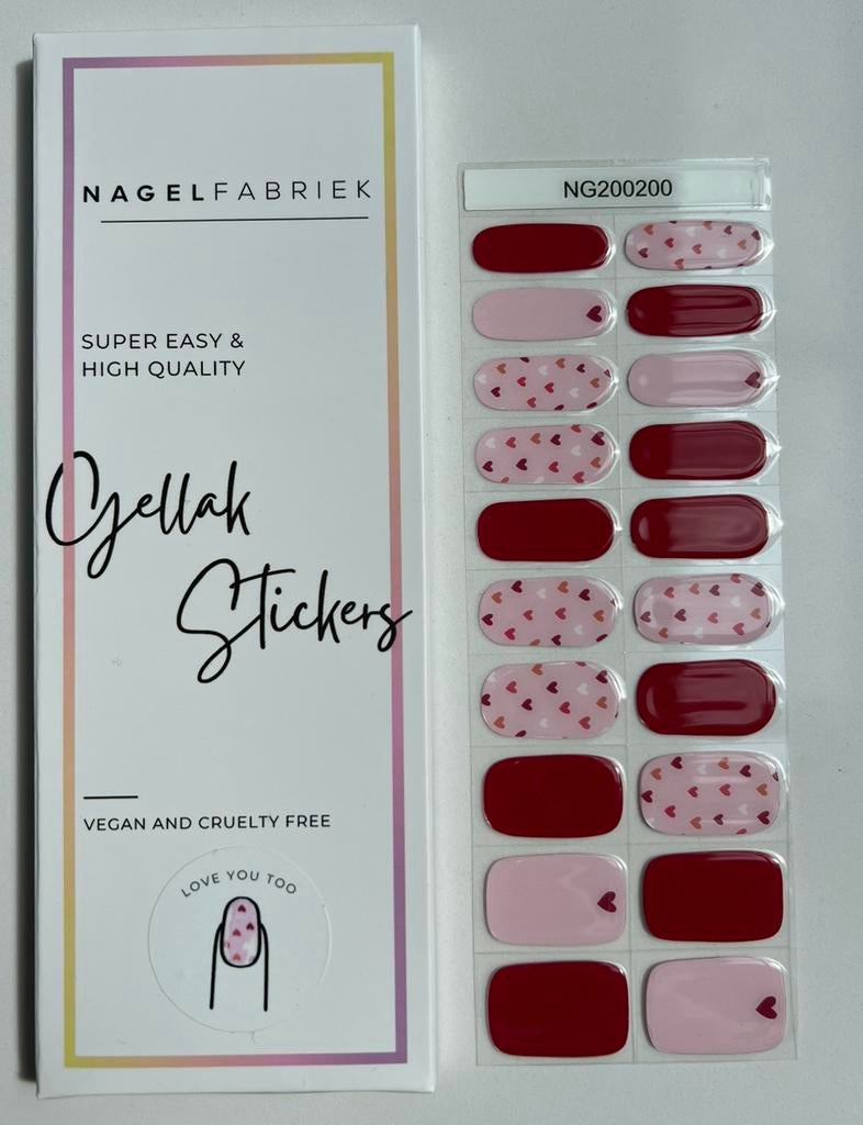 Nagelfabriek Gellak Stickers Love You Too, Verzenden, Nieuw, Rood, Handen en Nagels