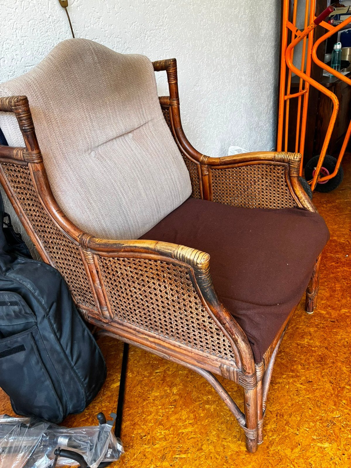 Giorgetti set: 2 stoelen en 1 bank, Ophalen, Klassiek, Rotan, Vintage, Gebruikt, Driepersoons