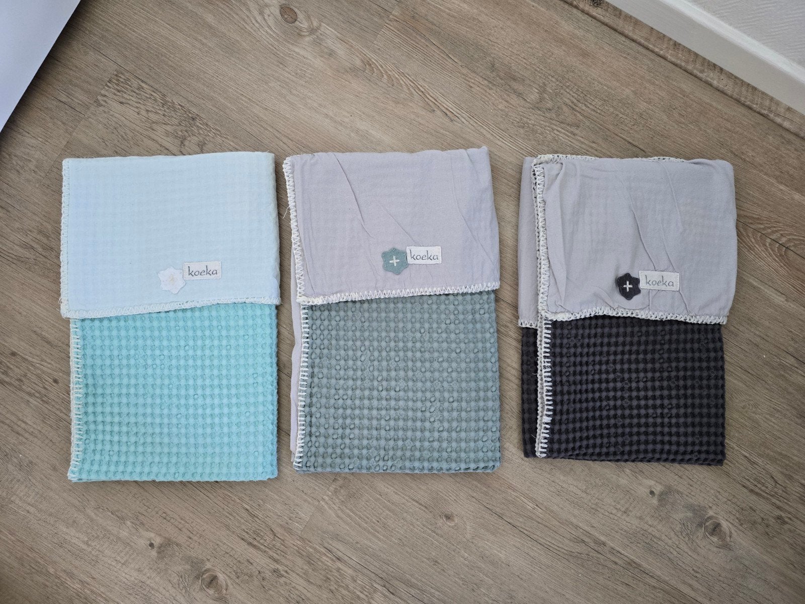3 Koeka wiegdekens TOG 0.5 wafel / flanel 75 x 100 cm Antwer, Wasbaar, Koeka, Ophalen of Verzenden, Zo goed als nieuw