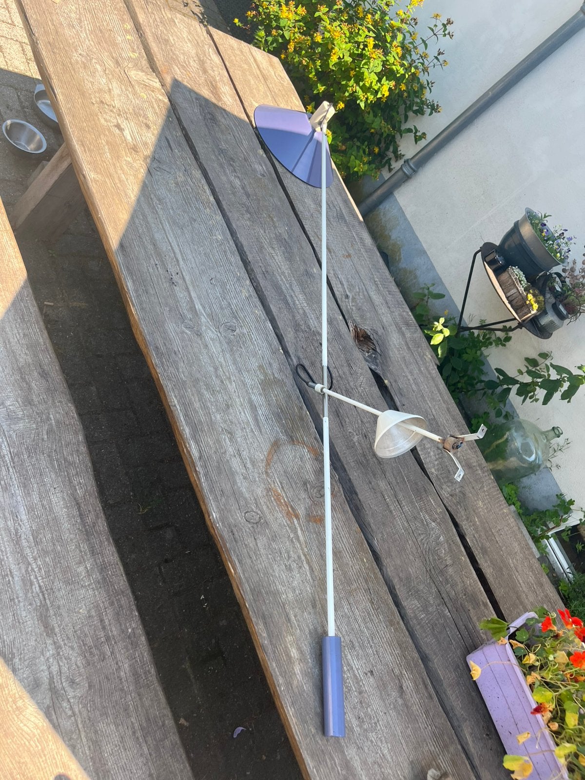 Grote Anvia Hoogervorst plafondlamp lila jaren 50-60 vintge, Gebruikt, Verstelbaar, Design, Metaal