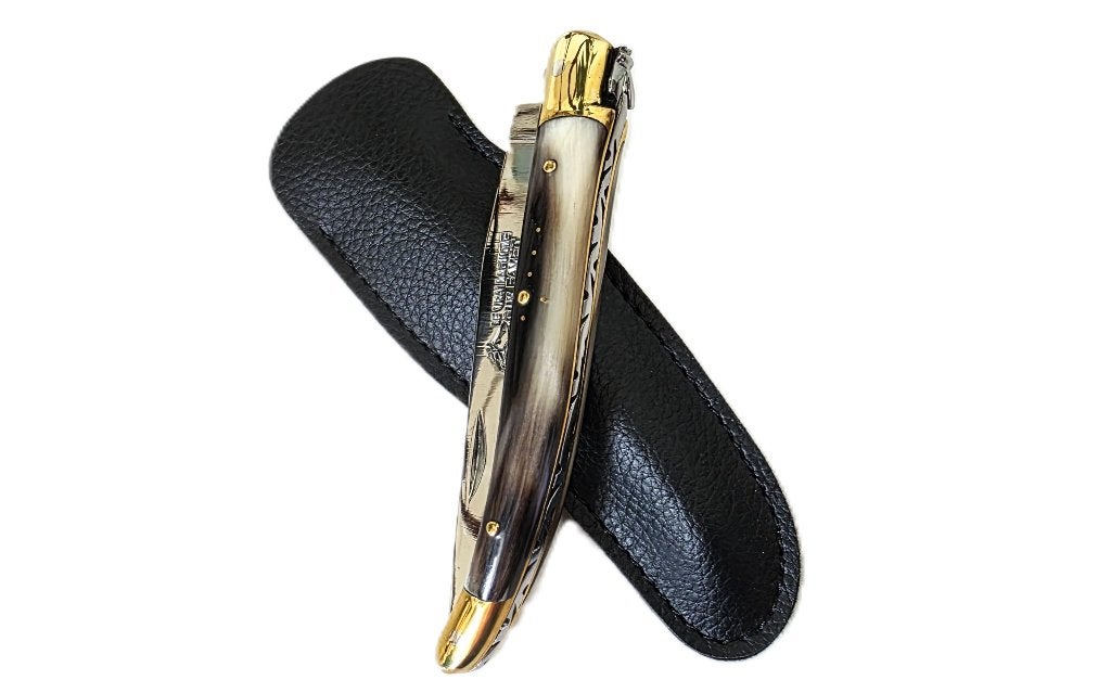 Antiek/klassiek Zakmes Laguiole GUY FAYET Hoorn 22/12cm, Verzenden, Overige soorten, Overige gebieden, Mes of Dolk