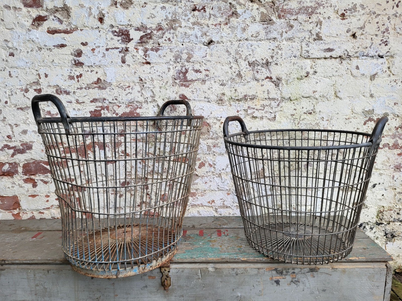 oude brocante draadmand, ijzeren aardappelmanden/allegonda, Ophalen of Verzenden