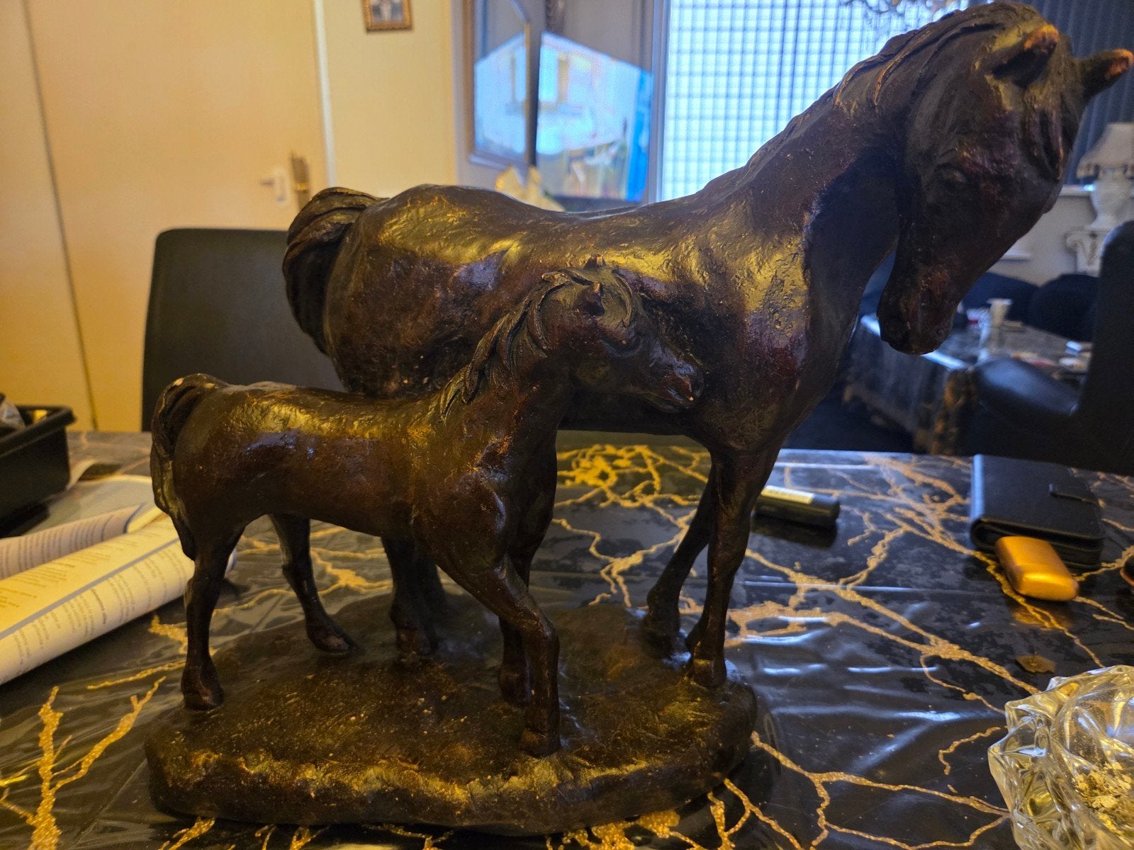 mooi paardenbeeld, Ophalen of Verzenden, Steen of Keramiek, Bruin