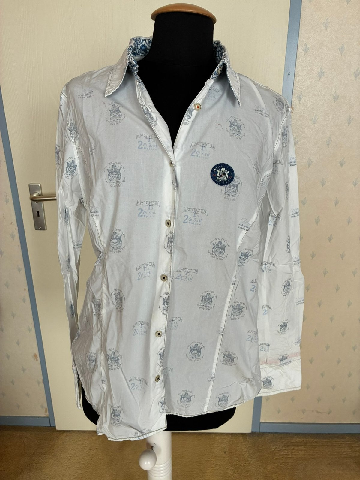239 Gaastra blouse inmaat XXXL wit/grijs/blauw, Verzenden, Zo goed als nieuw, Maat 42/44 (L), Wit