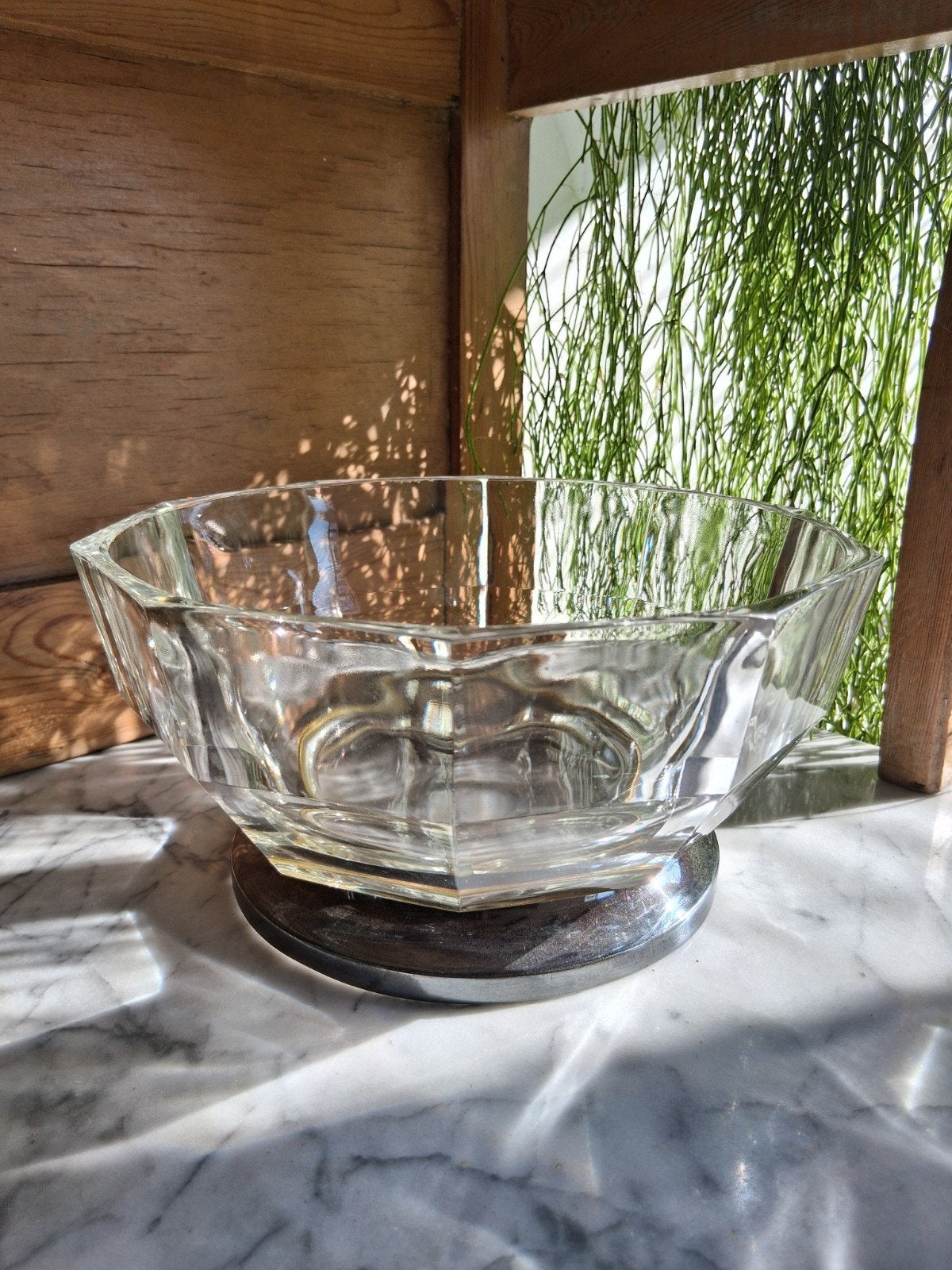 Prachtige vintage kristallen fruitschaal schaal, Gebruikt, Schaal, Ophalen of Verzenden, Glas