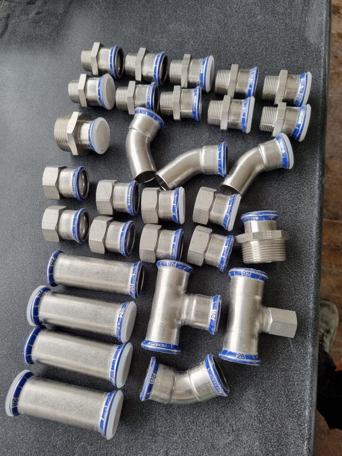 Geberit Mapress RVS verzinkt perskoppelingen 28mm, Afvoer, Nieuw, Ophalen of Verzenden, Rvs