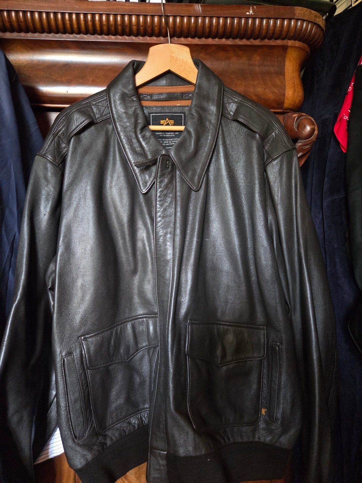 Alpha Industries Leren Bomberjack - Zwart, Alpha Industries, Zwart, Overige maten, Ophalen of Verzenden
