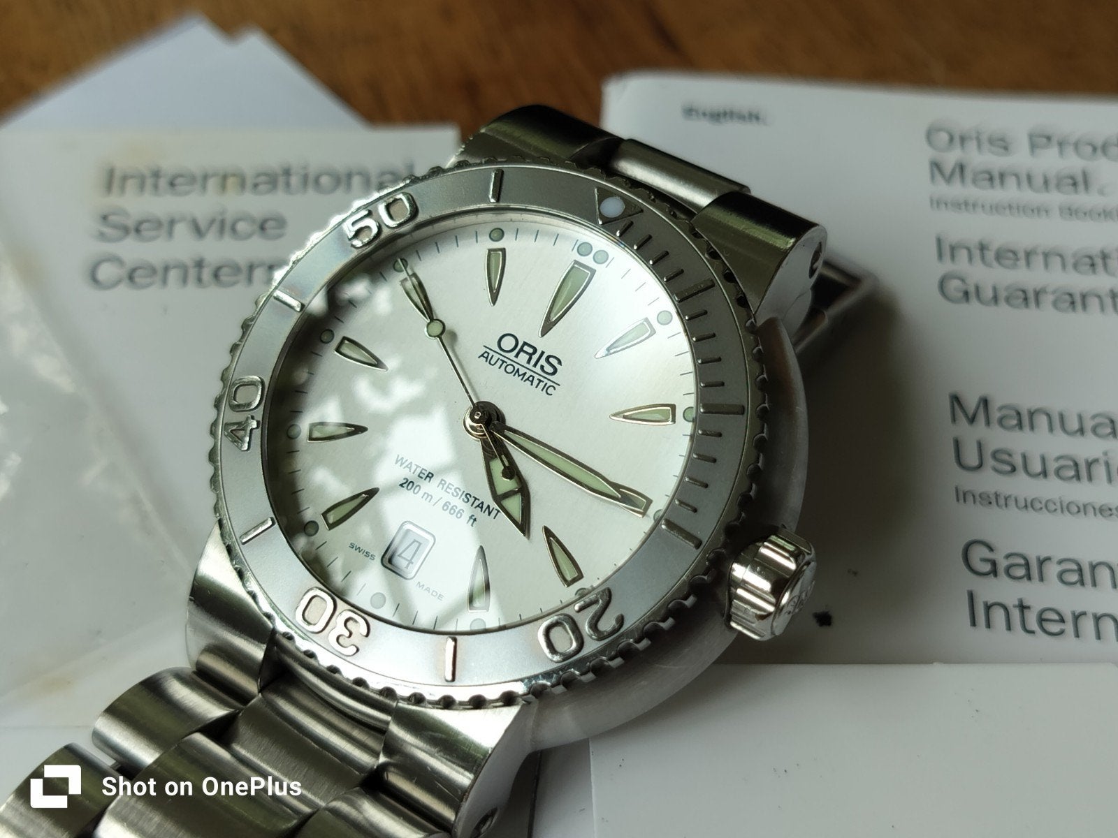 Prachtig Oris Divers Date Automatic horloge Full-set 44 mm, Ophalen of Verzenden, Zo goed als nieuw, Leer, Overige merken