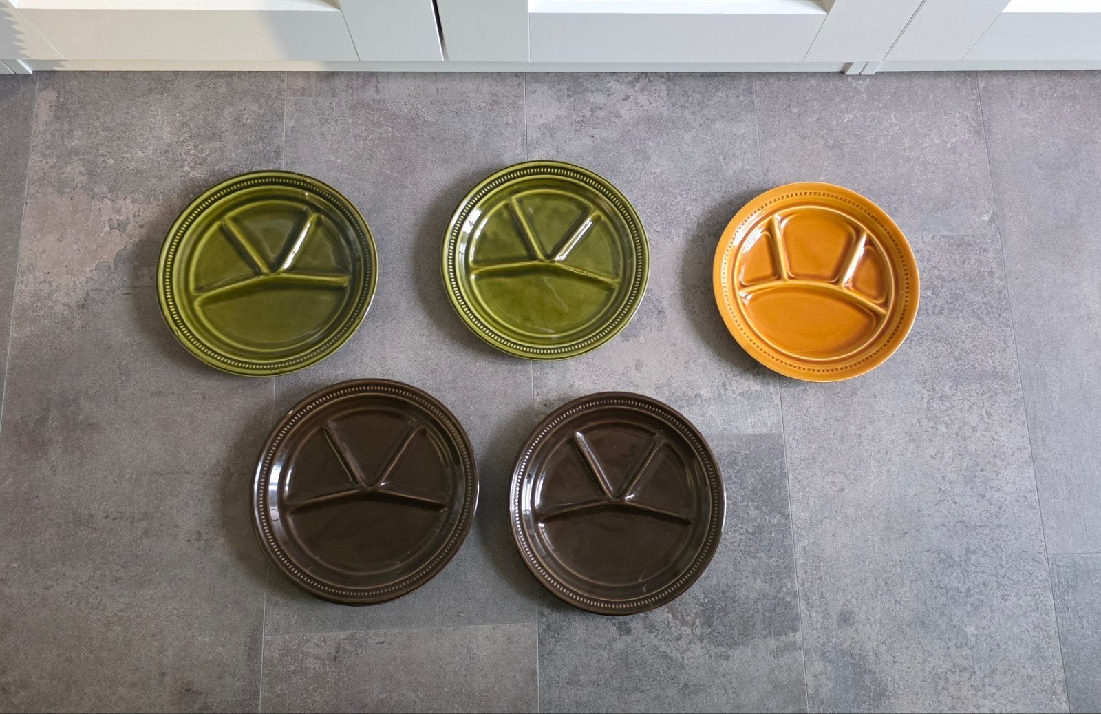 Set van 5 vintage fondueborden gourmetborden Jaren 70 retro, Antiek en Kunst, Ophalen of Verzenden