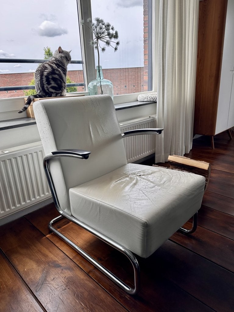 Gispen 405 Dutch Originals Fauteuil, Huis en Inrichting, Fauteuils, Ophalen, Gebruikt, 75 tot 100 cm, Dutch Design, Bauhaus, Industrieel, modern design, vintage
