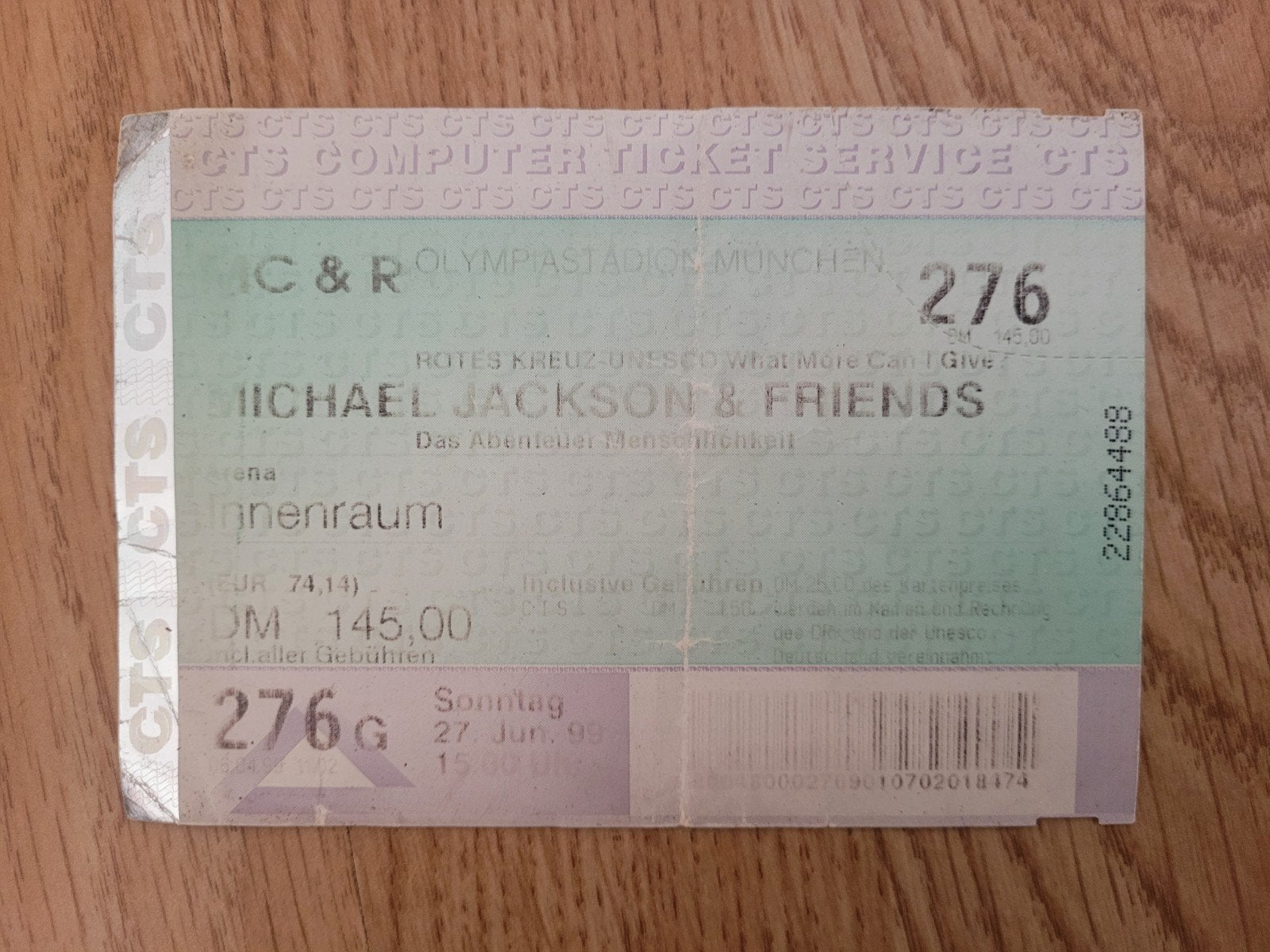 Michael jackson (& friends) concert ticket, Ophalen of Verzenden