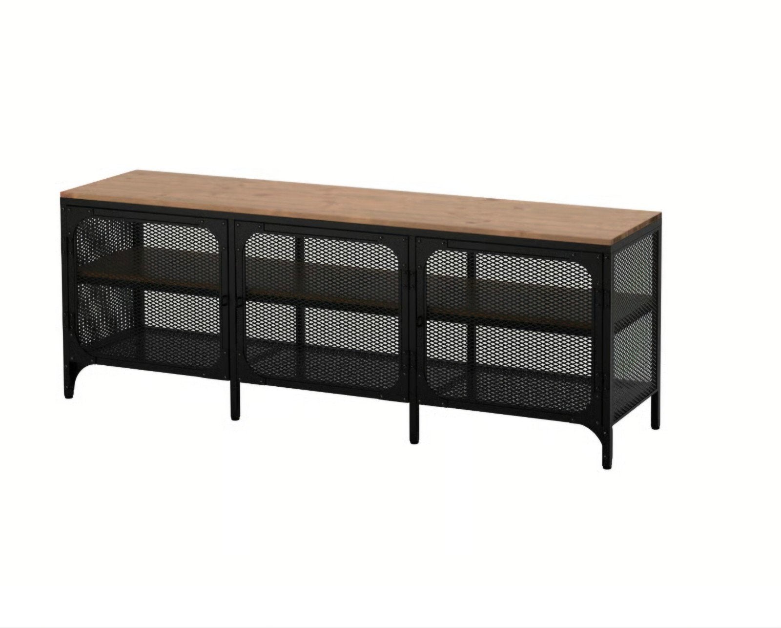 IKEA FJÄLLBO TV-meubel, zwart, 150x36x54 cm, 100 tot 150 cm, Industrieel, Modern, Zo goed als nieuw, Minder dan 100 cm