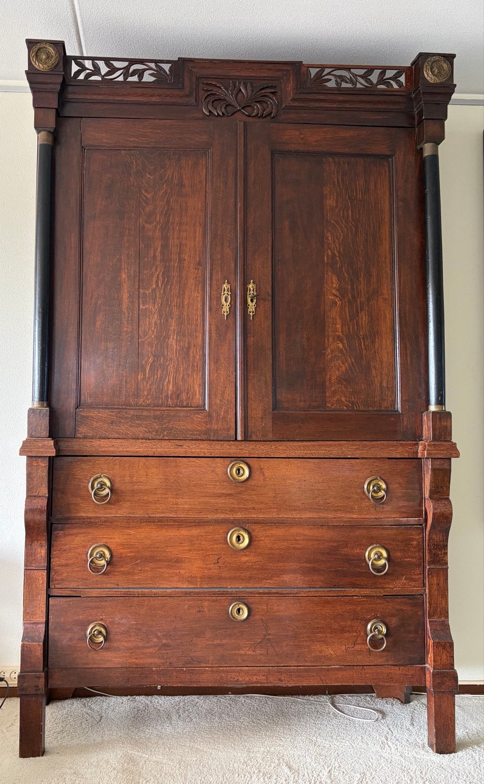 Antiek Hollands Empire Kabinet met Zuilen - ca. 1825, Ophalen of Verzenden