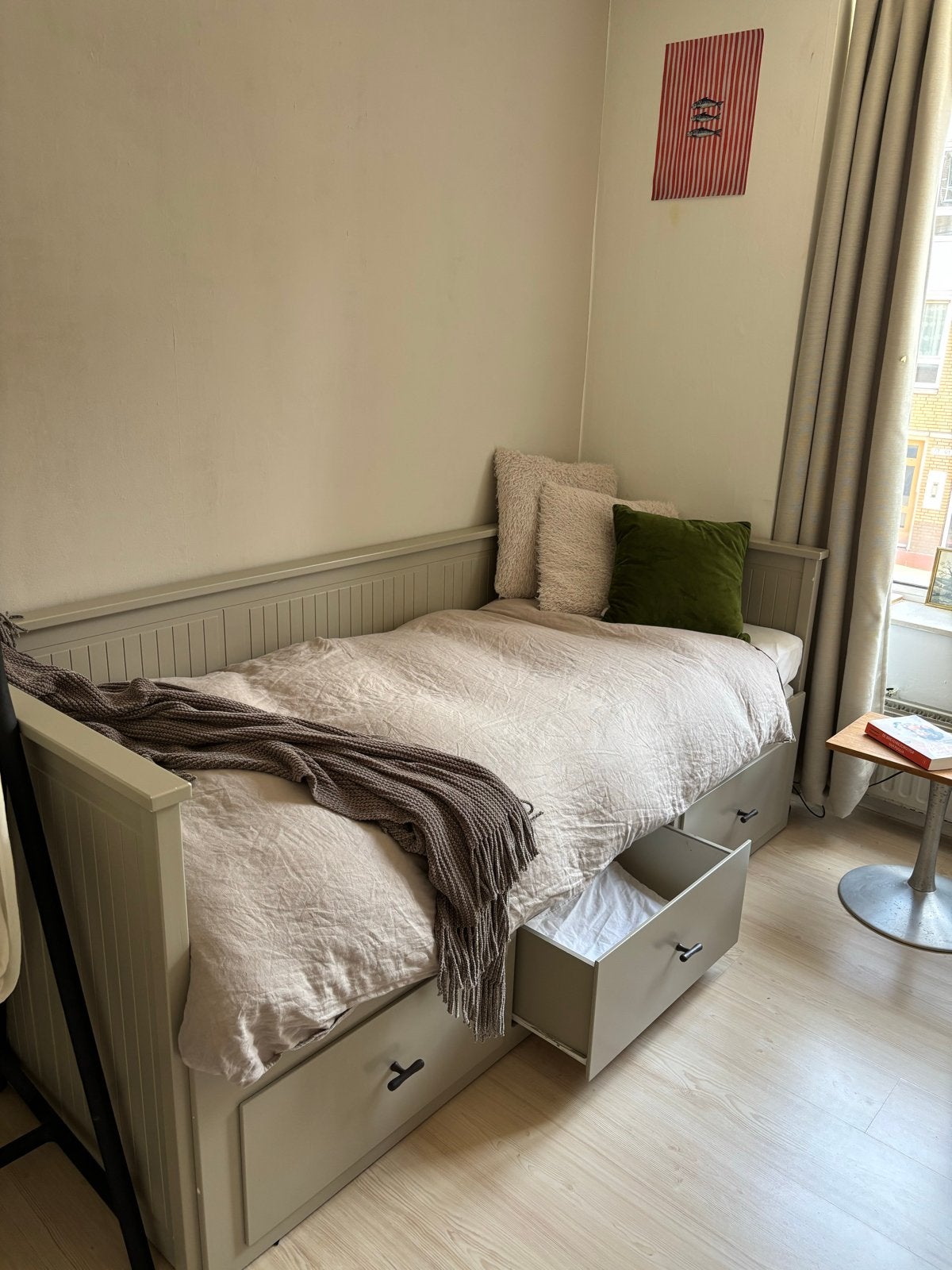 IKEA Hemnes bedbank met lades - warm beige, Ophalen, Gebruikt, Beige, Tweepersoons