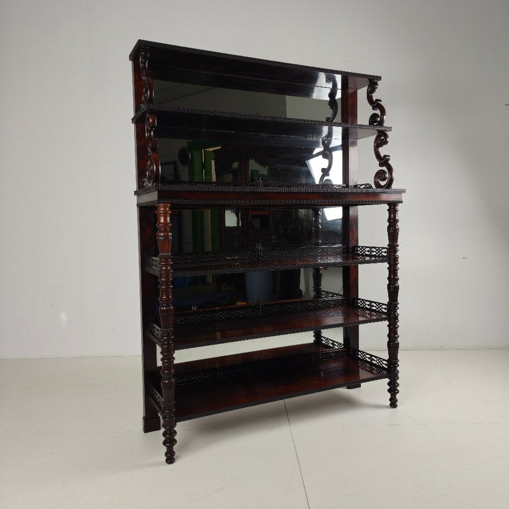 Hoogwaardige palissander étagère met fronton, 19e eeuw stijl, Antiek en Kunst, Antiek | Meubels | Kasten, Ophalen of Verzenden