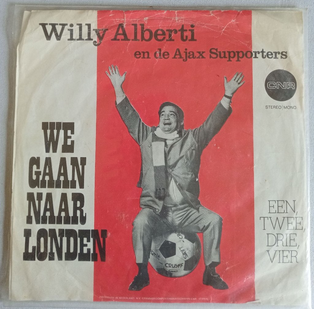 Willy Alberti en de Ajax Supporters - We gaan naar Londen, Gebruikt, Fotohoes, 7 inch, Ophalen of Verzenden
