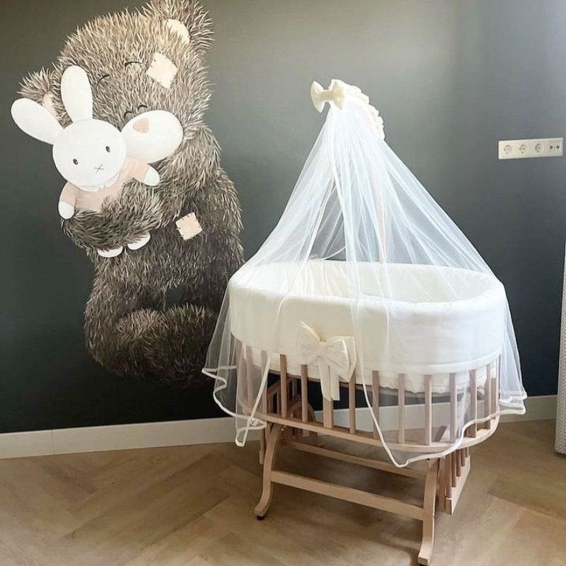 Prachtige houten babywieg met hemeltje – zo goed als nieuw, Ophalen, Zo goed als nieuw