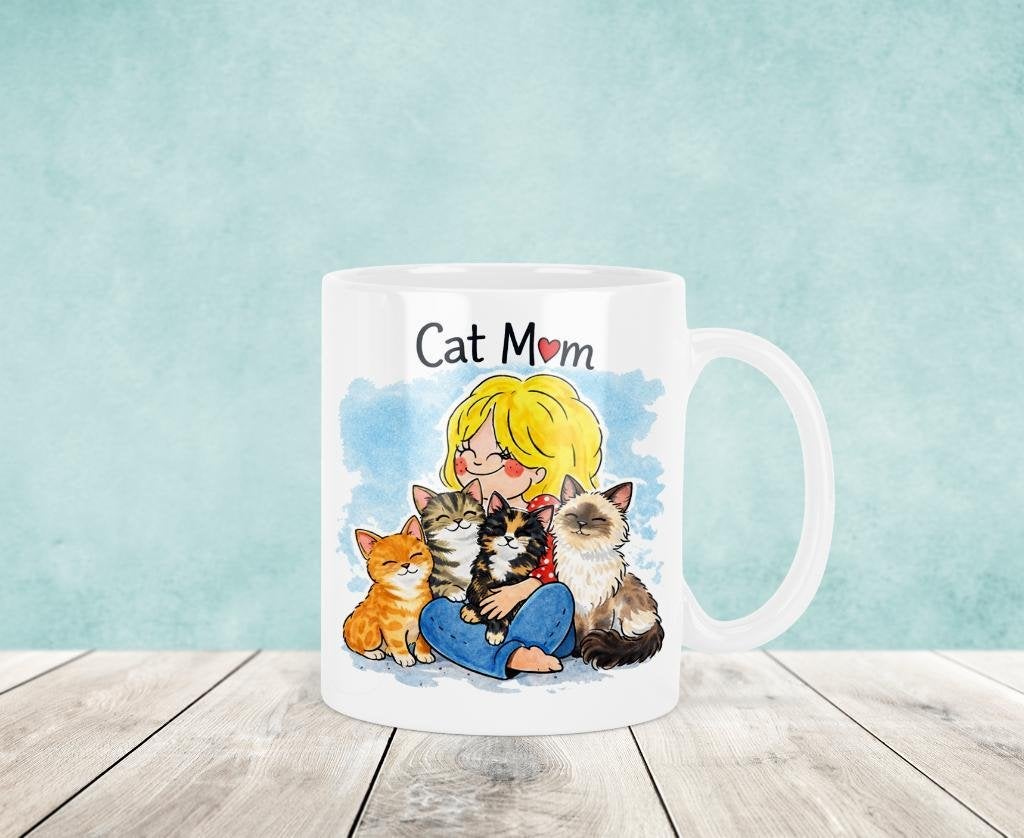 Cat Mom Mok - Blond Stijl, Huis en Inrichting, Verzenden, Nieuw, Keramiek, Kop(pen) en/of Schotel(s)