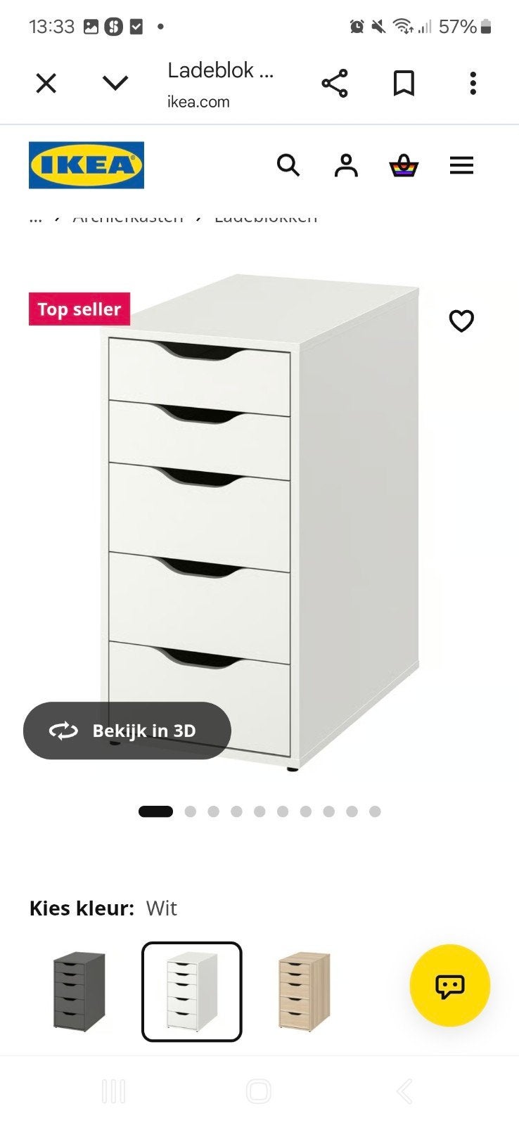 Ladeblok Alex ikea wit 5 lades, Ophalen, Minder dan 50 cm, Gebruikt, Minder dan 100 cm