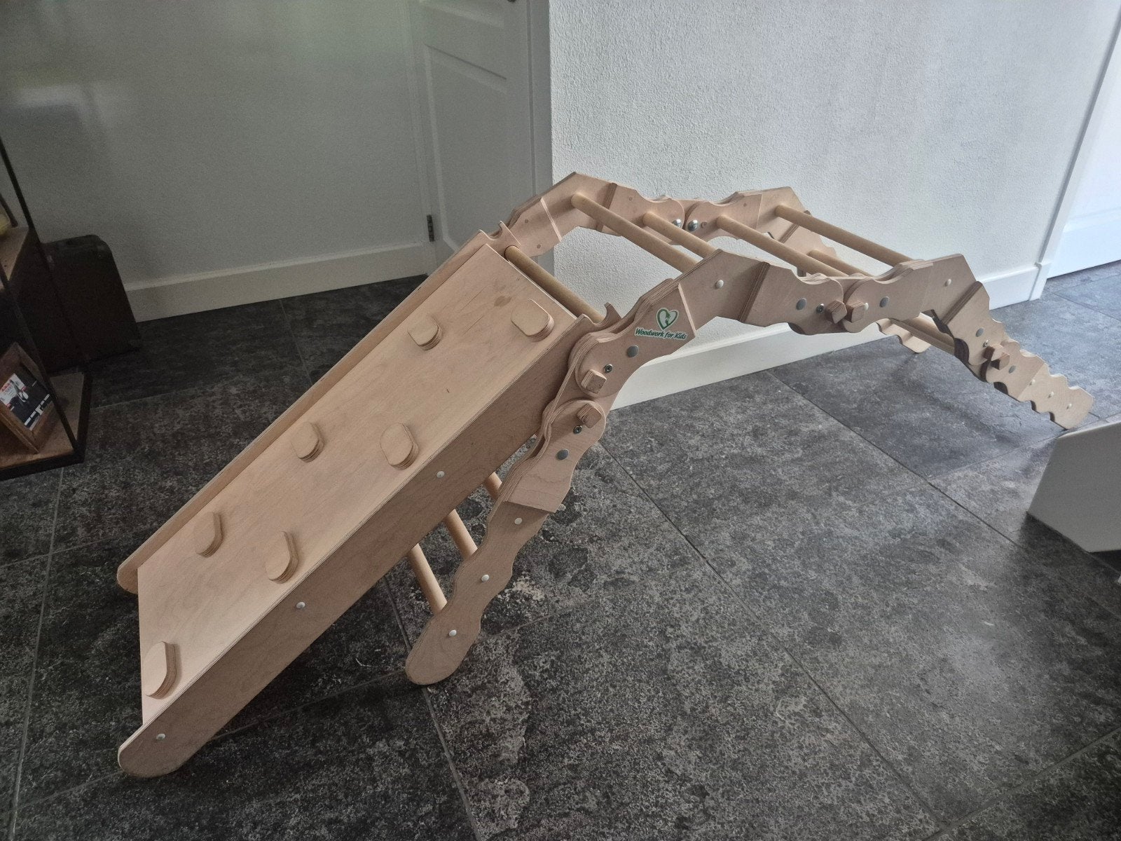 Houten Klimrek Binnen (Pikler, Montessori) met Glijbaan, Kinderen en Baby's, Speelgoed | Houten speelgoed, Ophalen, Gebruikt, Overige typen