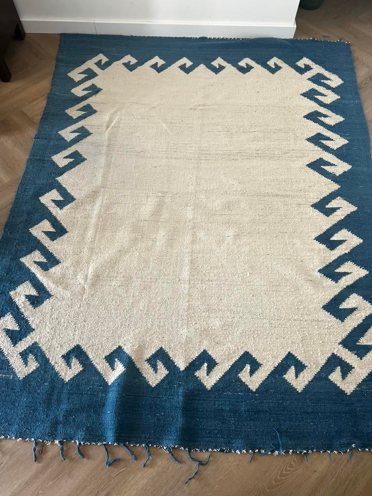 Merino wollen, handgewoven kleed, 200 cm of meer, Zo goed als nieuw, Rechthoekig, 50 tot 100 cm