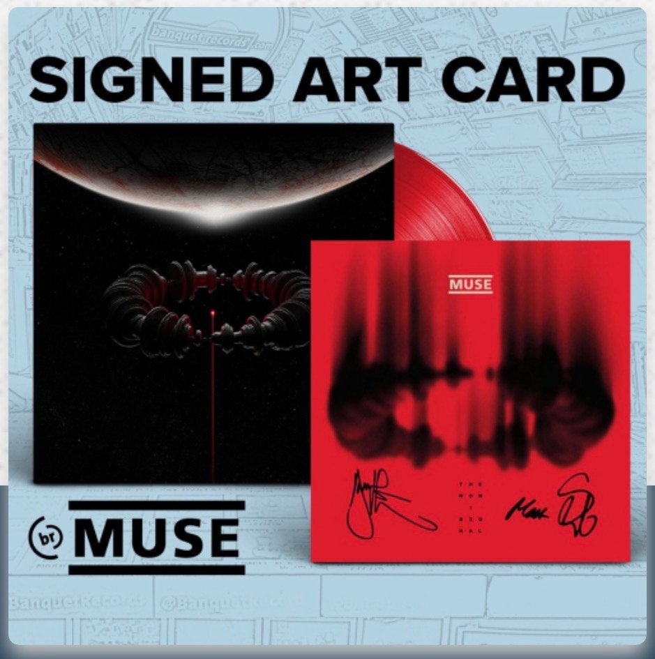 Muse The Wow! Signal signed art card red/grey LP, Ophalen of Verzenden, Nieuw in verpakking, LP