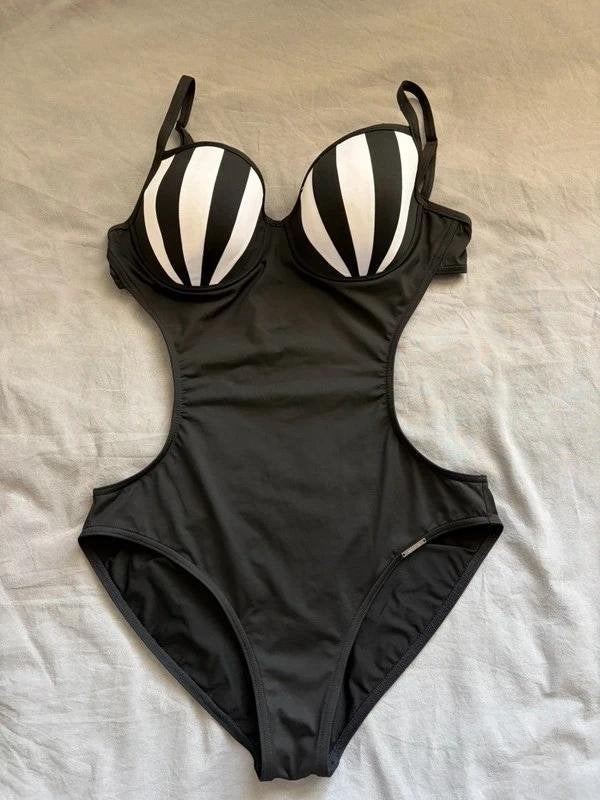 Sapph badpak monokini zwart wit gestreept beugel M 80D 80C, Zwart, Badpak, Ophalen of Verzenden, Zo goed als nieuw
