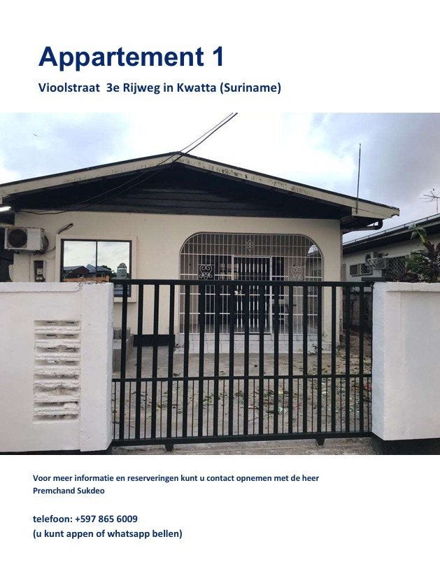 Vakantiehuizen verhuur in Suriname Paramaribo, Internet, Appartement, Stad, 3 slaapkamers