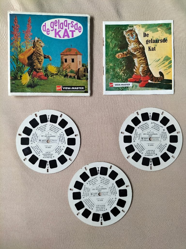 Viewmaster De Gelaarsde Kat - B 320 - sprookjes, Verzamelen, Ophalen of Verzenden, Gebruikt