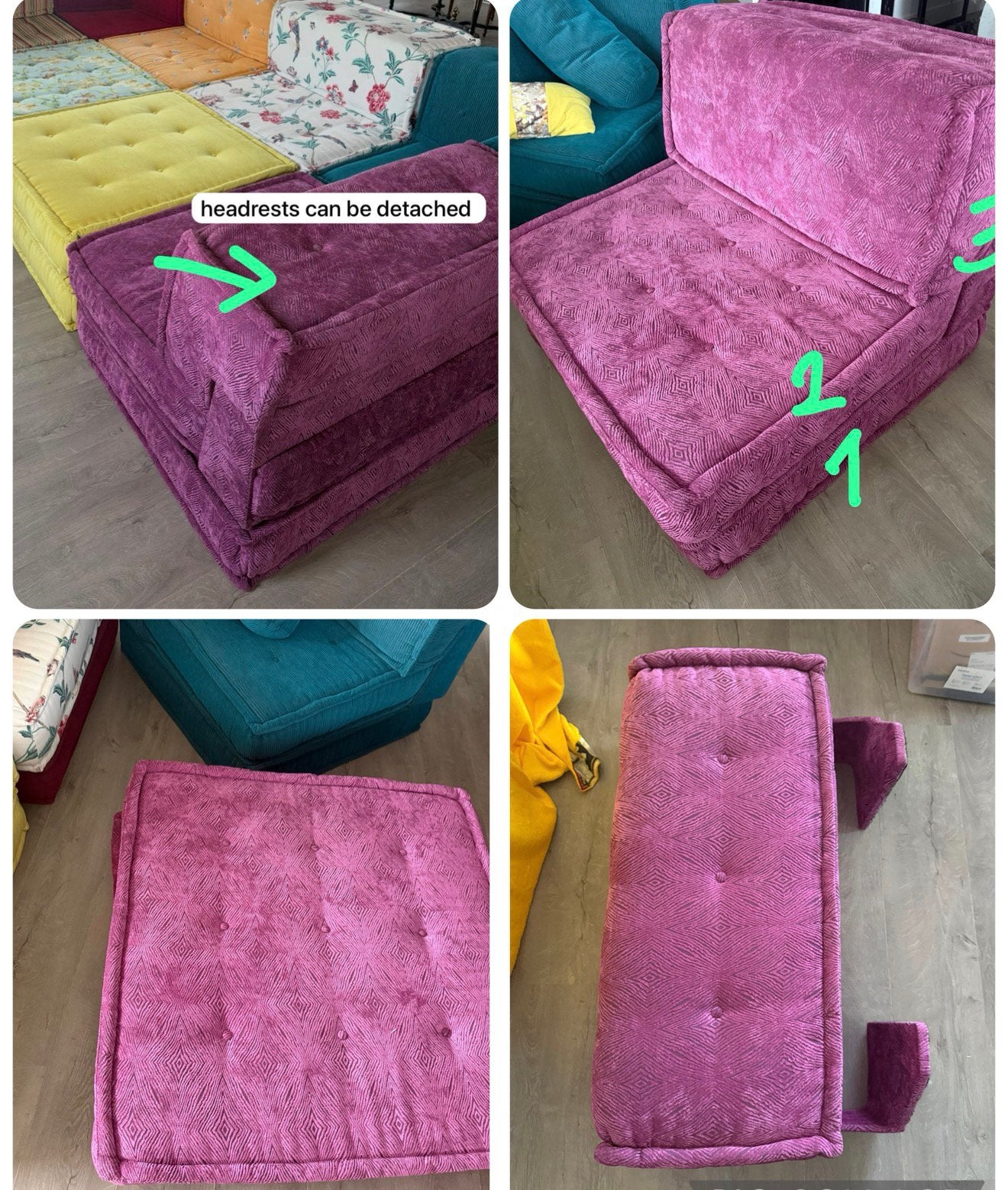 Roche Bobois Mah Jong stijl bank  (22-delig)⁠ custom made, Ophalen, Gebruikt, Hoekbank, 300 cm of meer