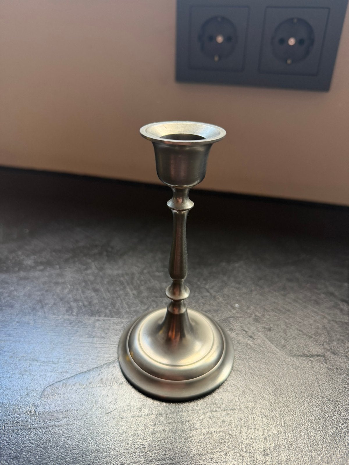 Vintage Real Pewter kandelaar – Holland – 13 cm, Ophalen of Verzenden