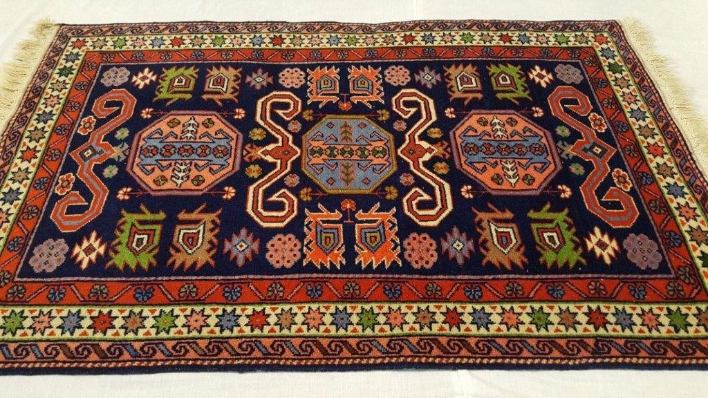 Kazak Oosters tapijt 118x76/Kleed/Kelim/Kilim/Perzisch/Loper, 100 tot 150 cm, Blauw, Www.simatapijten.nl, Nieuw