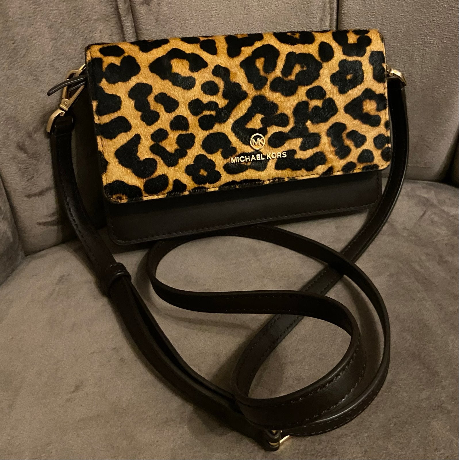 Michael Kors tas panterprint, Sieraden, Tassen en Uiterlijk, Tassen | Damestassen, Ophalen of Verzenden, Gebruikt, Bruin, Schoudertasje