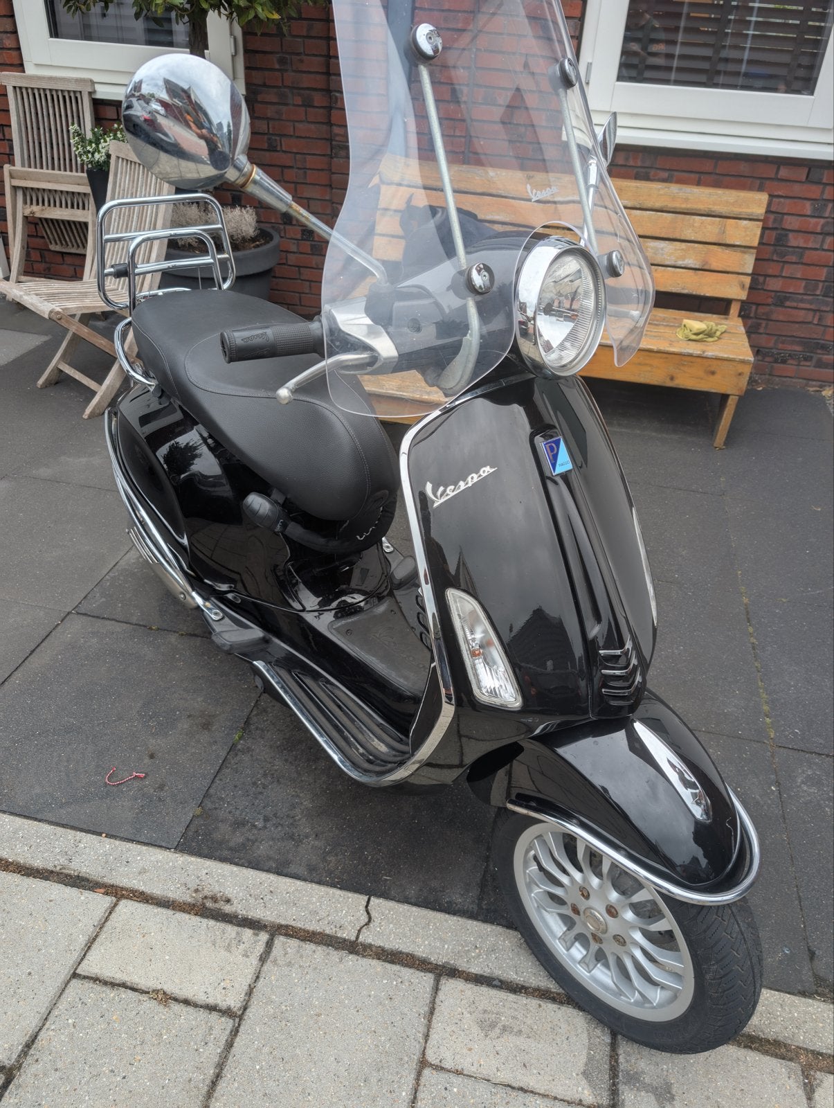Vespa Primavera  blauw kenteken Zwart -Inclusief accessoires, Ophalen, Gebruikt, Overige modellen, Benzine