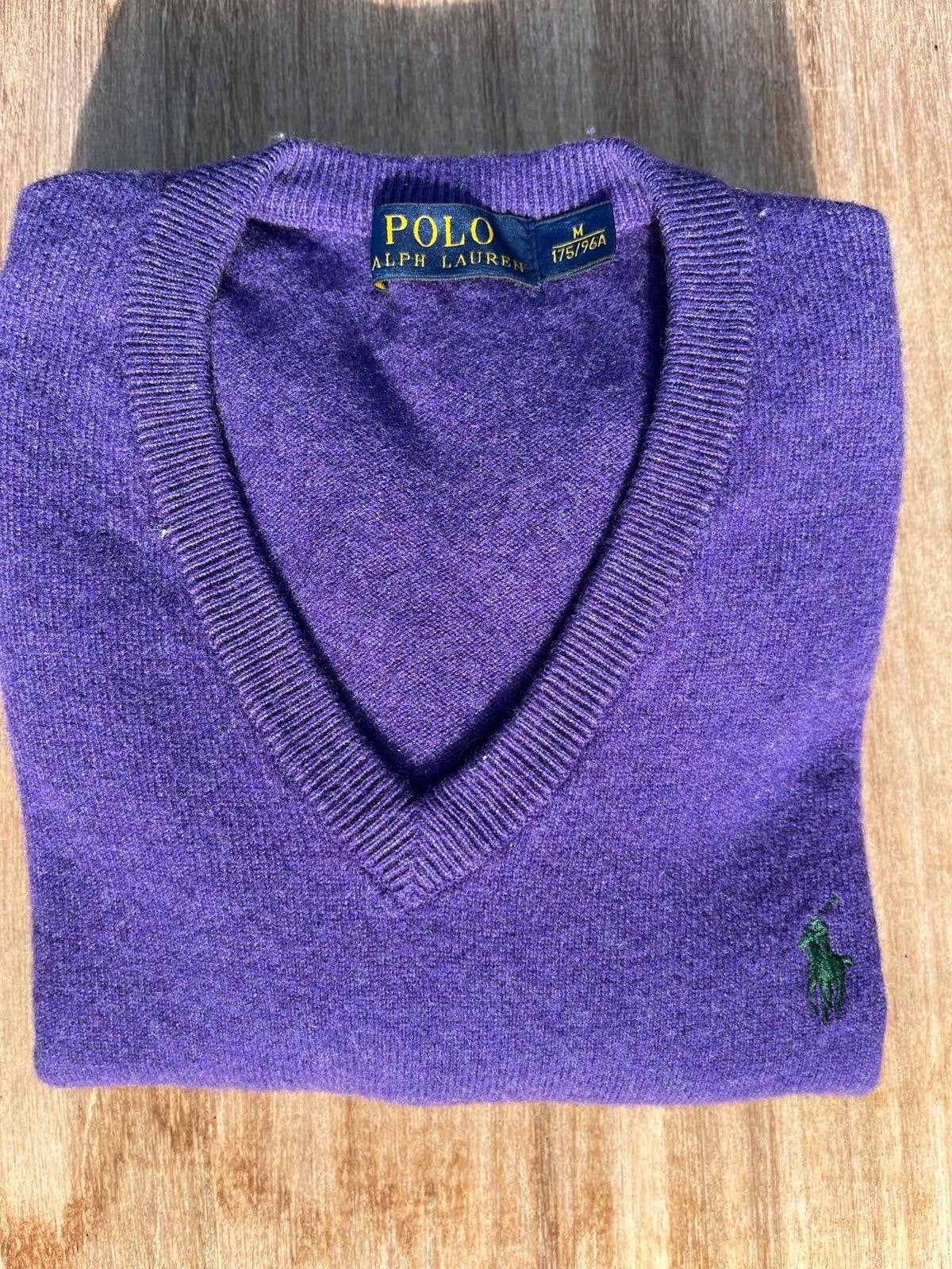Polo Ralph Lauren V-hals trui paars maat M, Verzenden, Gedragen, Maat 48/50 (M), Paars