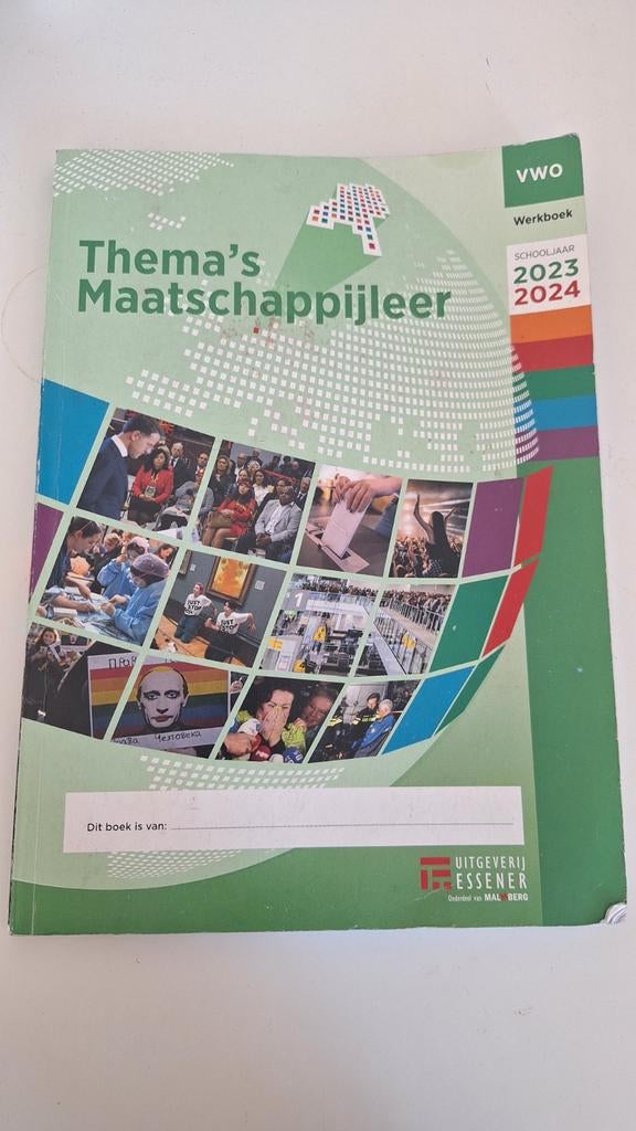 Thema's Maatschappijleer VWO Werkboek 2023-2024 Essener, Boeken, VWO, Verzenden, Malmberg, Zo goed als nieuw