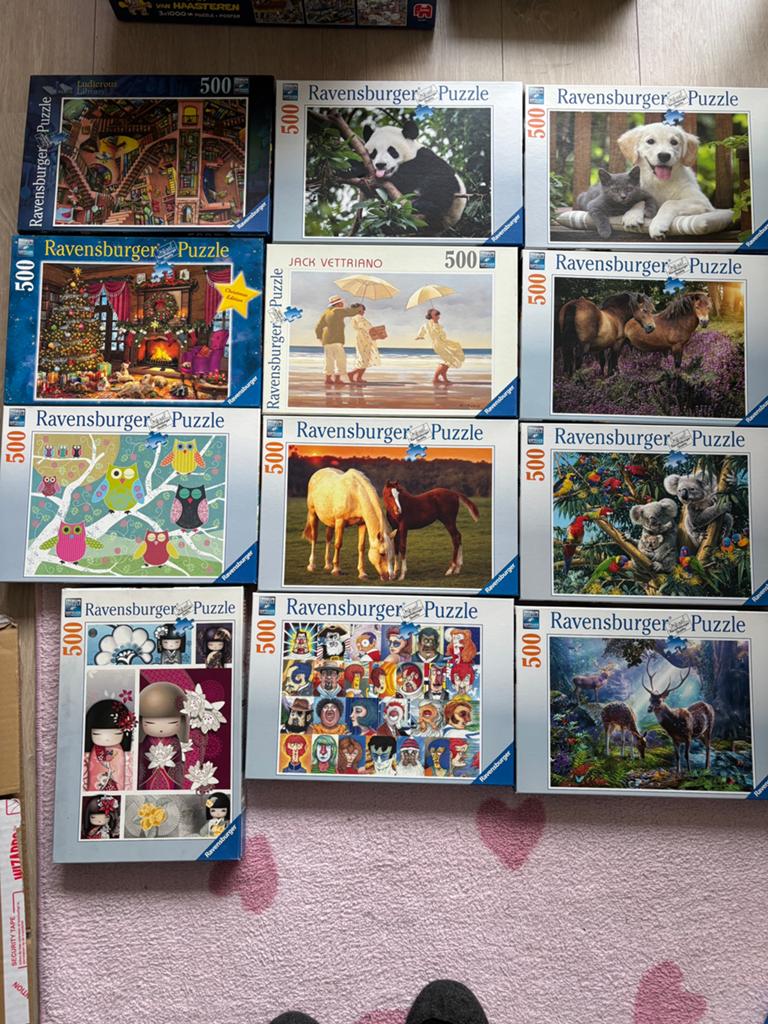 Grote hoeveelheid Ravensburger puzzels 500 stukjes, Ophalen of Verzenden, 500 t/m 1500 stukjes, Zo goed als nieuw