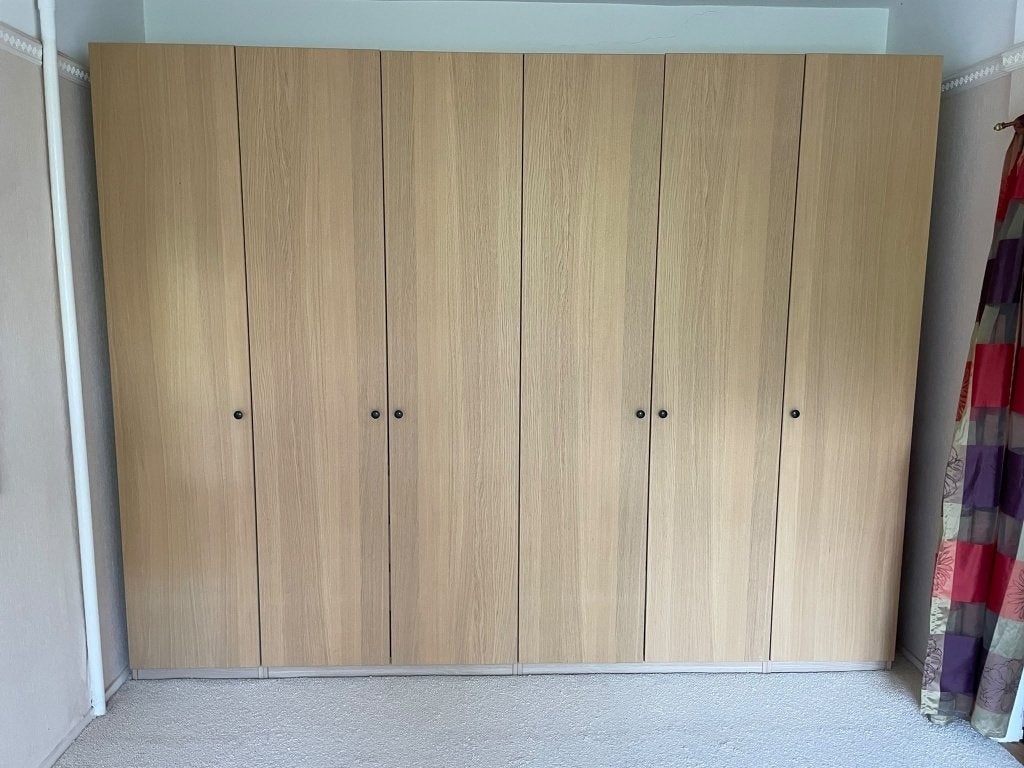 ikea pax kledingkast EIKEN 4 delen, Ophalen, Met lade(s), 200 cm of meer, Eikenhout
